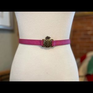 Hot Pink Leather Belt with Pretty Pineapple Clasp